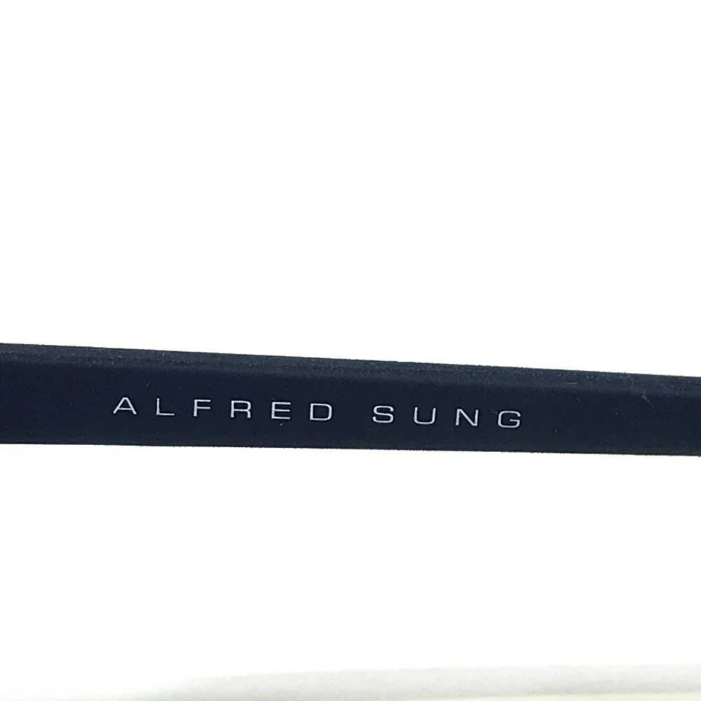 Alfred Sung Eyeglasses Frames AS5083 NVY CEN Blue Gray Square Full Rim 55-16-140